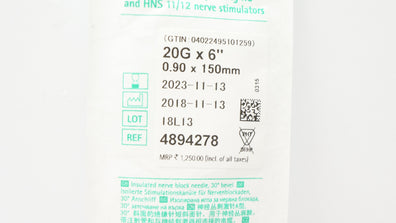 Braun 4894278 Stimuplex A Insulated Ndle 20G x 6inch (x)